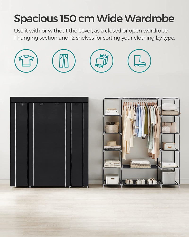 SONGMICS Non-Woven Fabric Wardrobe Bedroom Furniture Storage Black LSF03H Payday Deals