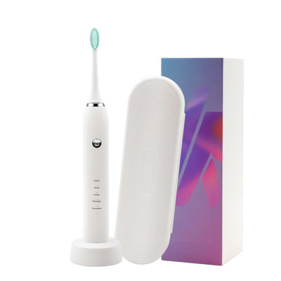 Sonic Electric Toothbrush White USB Wireless Charging Smart 5 Modes 2 Heads Case Payday Deals