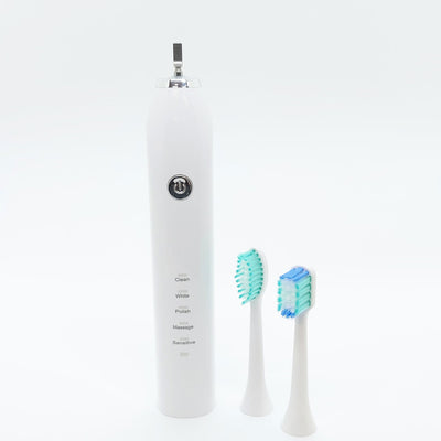 Sonic Electric Toothbrush White USB Wireless Charging Smart 5 Modes 2 Heads Case Payday Deals