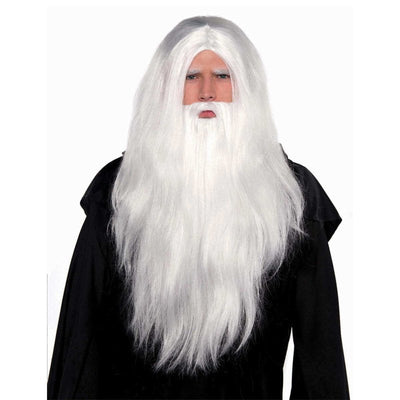 Sorcerer Wig and Beard Set - White