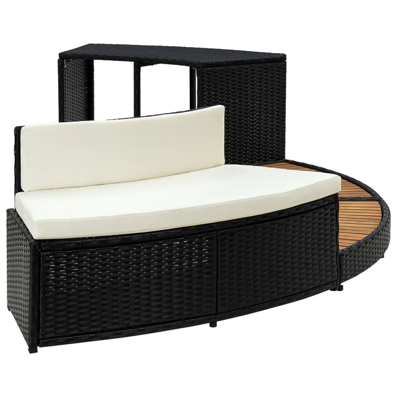 Spa Surround Black Poly Rattan and Acacia Wood Payday Deals