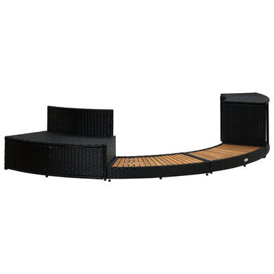 Spa Surround Black Poly Rattan and Acacia Wood Payday Deals