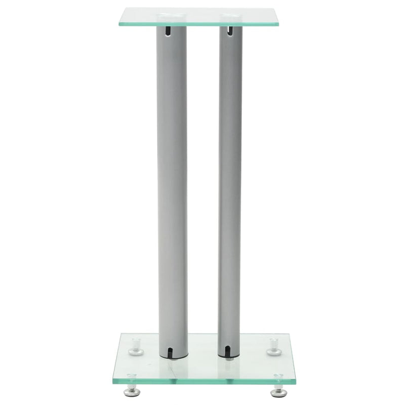 Speaker Stands 2 pcs Tempered Glass 2 Pillars Design Silver Payday Deals