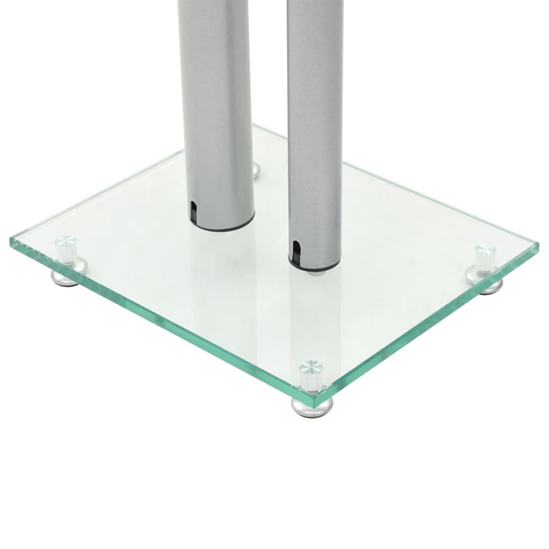 Speaker Stands 2 pcs Tempered Glass 2 Pillars Design Silver Payday Deals