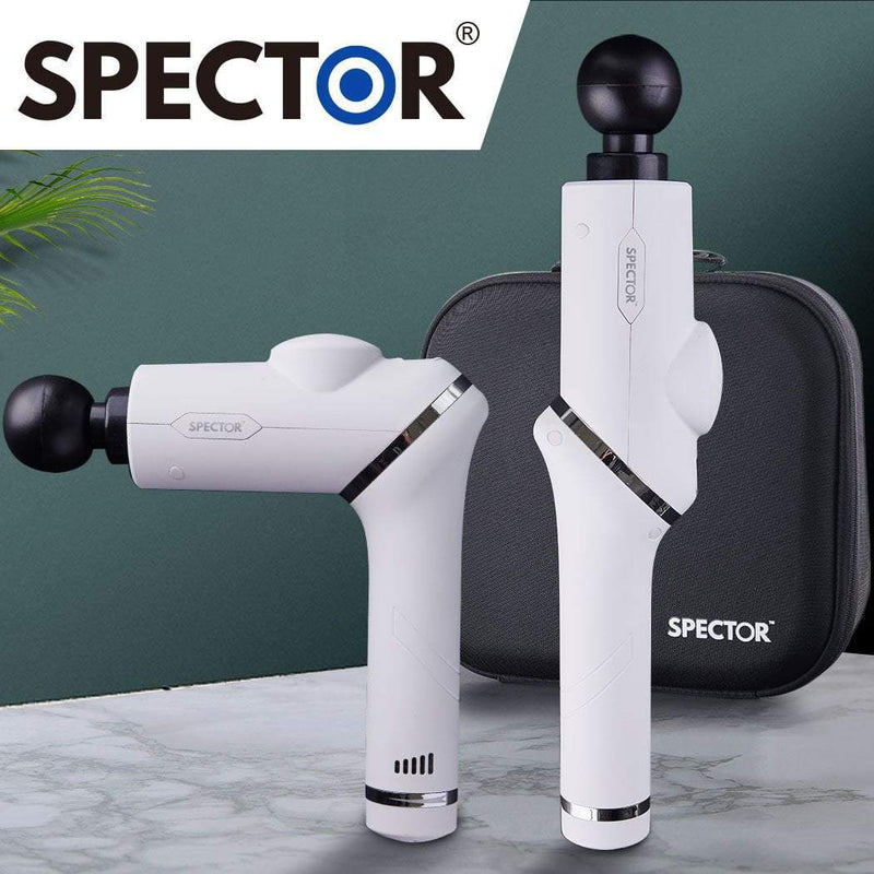 Spector Massage Gun 90° Rotatable Deep Tissue Percussion Muscle Vibrating White Payday Deals