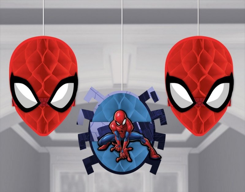Spiderman Webbed Wonder Honeycomb Tissue Decorations 3 Pack Payday Deals