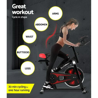 Spin Exercise Bike Cycling Fitness Commercial Home Workout Gym Equipment Black
