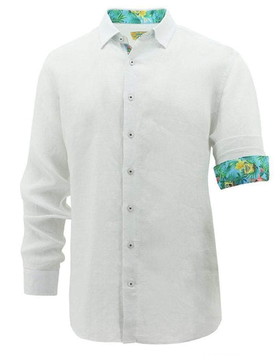 SpongeBob Squarepants Men's Long Sleeve Linen Shirt Hawaiian - White