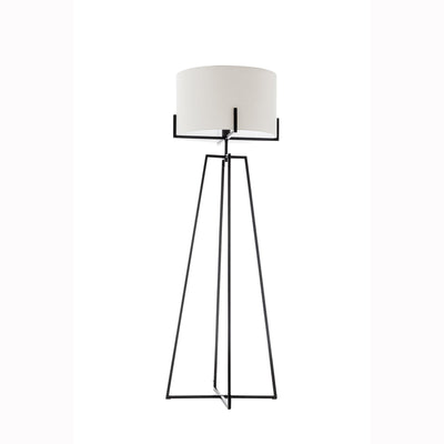 Square-Edged Metal Dimmable Floor Lamp w/ White Linen Shade - Matte Black
