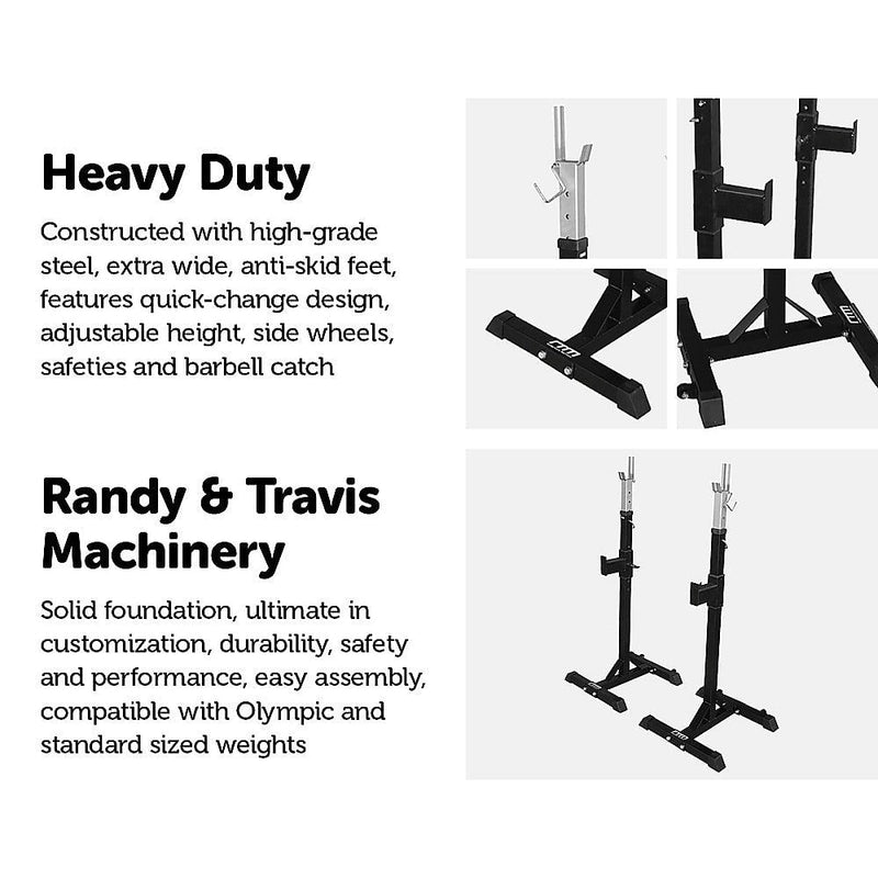 Squat Rack Stand Pair Bench Press Weight Lifting Barbell Payday Deals
