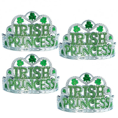 St Patrick's Irish Princess & Shamrocks Tiara 4 Pack