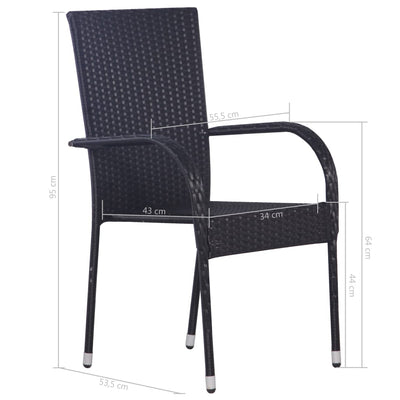 Stackable Outdoor Chairs 2 pcs Poly Rattan Black Payday Deals