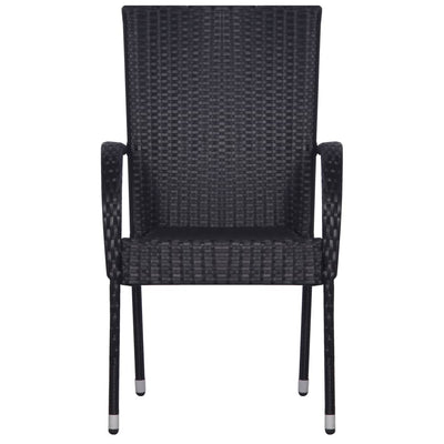 Stackable Outdoor Chairs 4 pcs Poly Rattan Black Payday Deals