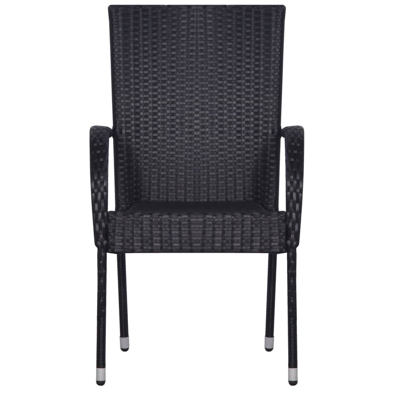 Stackable Outdoor Chairs 4 pcs Poly Rattan Black Payday Deals