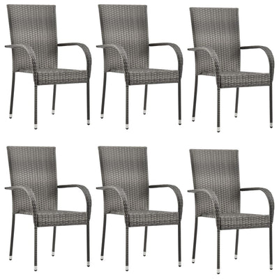 Stackable Outdoor Chairs 6 pcs Grey Poly Rattan Payday Deals