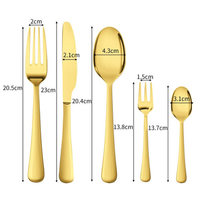 Stainless Steel Cutlery Set Travel Knife Fork Spoon Glossy Gold Tableware 30PCS Payday Deals