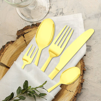 Stainless Steel Cutlery Set Travel Knife Fork Spoon Glossy Gold Tableware 30PCS Payday Deals