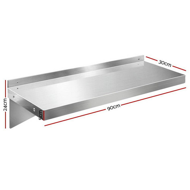 Stainless Steel Wall Shelf Kitchen Shelves Rack Mounted Display Shelving 900mm Payday Deals