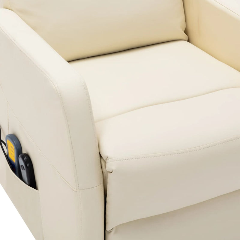 Stand-up Massage Recliner Cream White Faux Leather Payday Deals