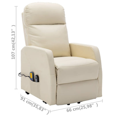 Stand-up Massage Recliner Cream White Faux Leather Payday Deals