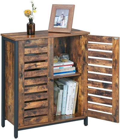 Standing Cabinet, Sideboard with Louvred Doors, Industrial Design, Rustic Brown Payday Deals