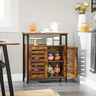 Standing Cabinet with Shelf, Cupboard with Louvred Doors, Rustic Brown Payday Deals