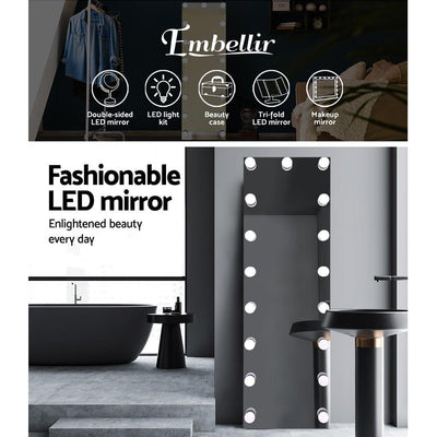 Standing Free Wall Full Length Mirror Dressing Mirror With Light Bulbs Makeup