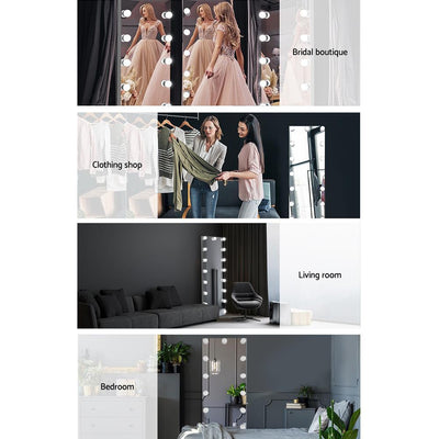 Standing Free Wall Full Length Mirror Dressing Mirror With Light Bulbs Makeup