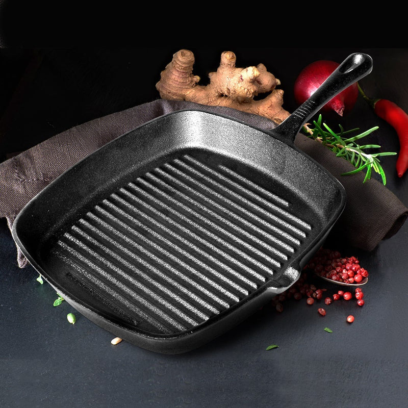 Steak Frying Pan Food Meals Gas Induction Cooker Kitchen Cooking Pot Cast Iron Payday Deals