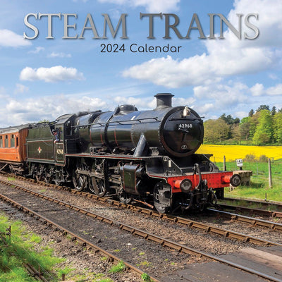 Steam Trains 2024 Square Wall Calendar 16 Months Planner Christmas New Year Gift