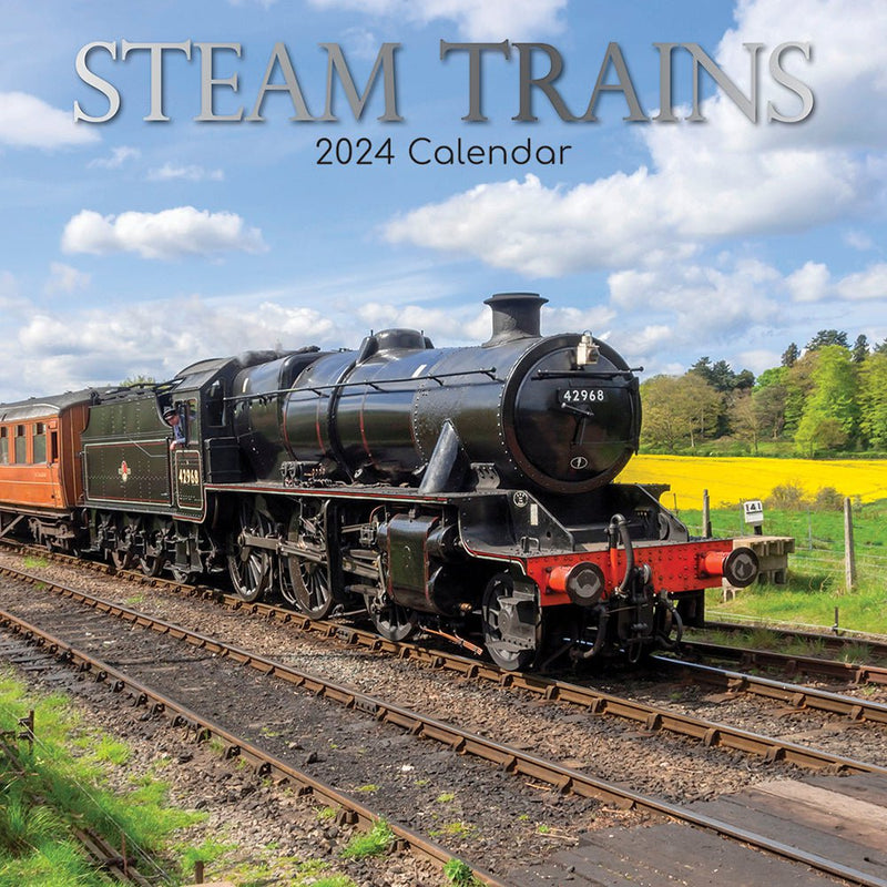 Steam Trains 2024 Square Wall Calendar 16 Months Planner Christmas New Year Gift Payday Deals