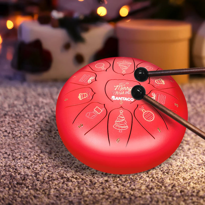 Steel Tongue Drum 10ã€ž 11 Notes Handpan And Bag Mallet Christmas Gifts Red Payday Deals