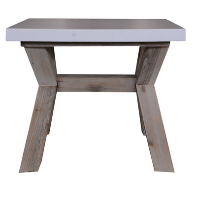 Stony 60cm Square Lamp Table with Concrete Top - White Payday Deals