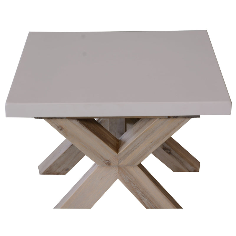 Stony 60cm Square Lamp Table with Concrete Top - White Payday Deals