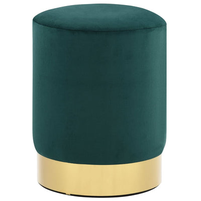 Stool Dark Green and Gold Velvet