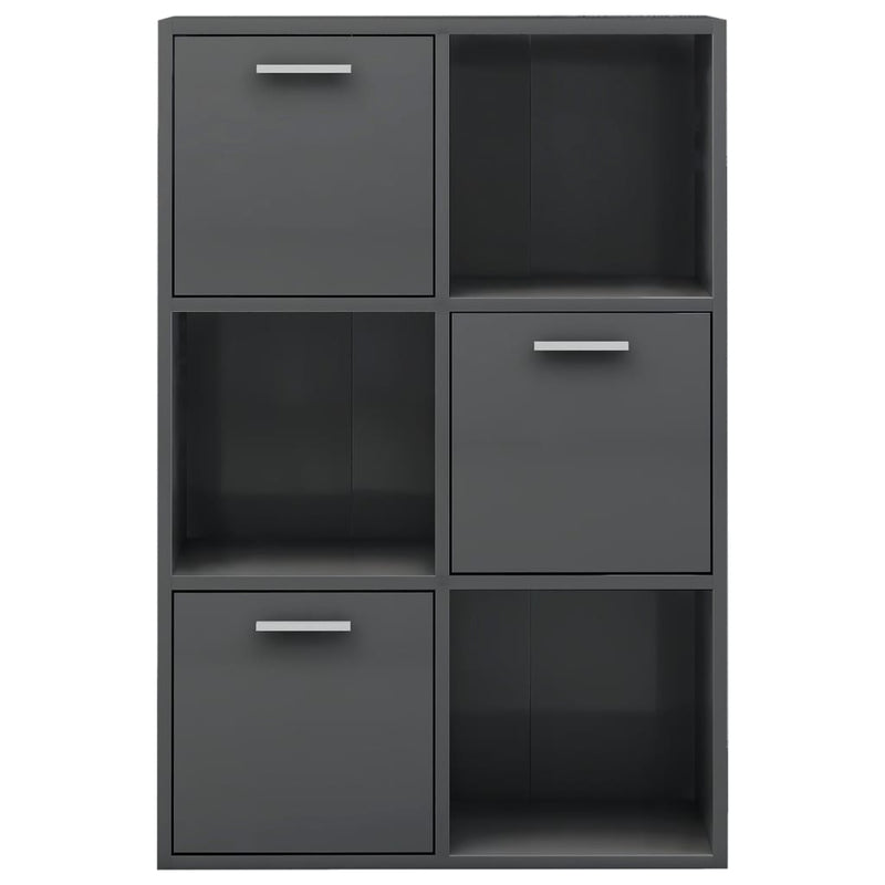 Storage Cabinet High Gloss Grey 60x29.5x90 cm Chipboard Payday Deals