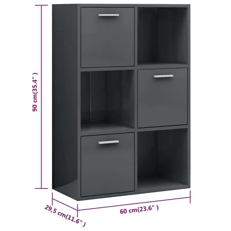Storage Cabinet High Gloss Grey 60x29.5x90 cm Chipboard Payday Deals