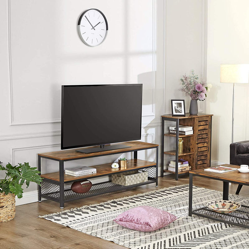 Storage Cabinet with 3 Shelves and a Cabinet with Door, Rustic Brown and Black Payday Deals