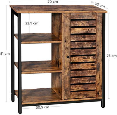 Storage Cabinet with 3 Shelves and a Cabinet with Door, Rustic Brown and Black Payday Deals