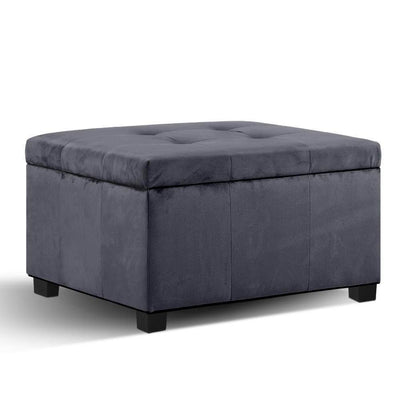 Artiss Storage Ottoman Blanket Box Velvet Foot Stool Rest Chest Couch Bench Toy Charcoal