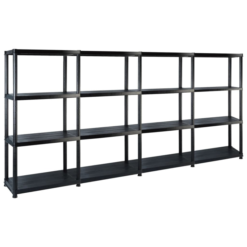 Storage Shelf 4-Tier Black 244x30.5x130 cm Plastic Payday Deals