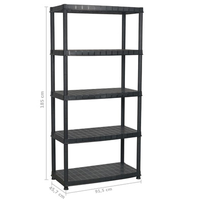 Storage Shelf 5-Tier Black 91.5x45.7x185 cm Plastic Payday Deals