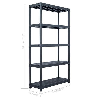 Storage Shelf Rack Black 250 kg 80x40x180 cm Plastic Payday Deals