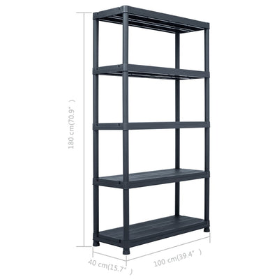 Storage Shelf Rack Black 500 kg 100x40x180 cm Plastic Payday Deals