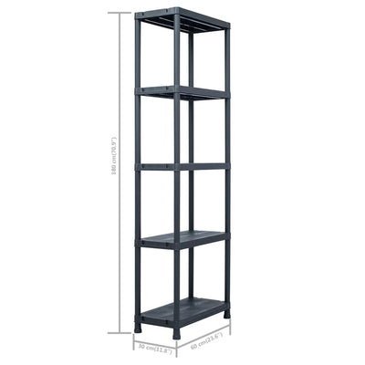 Storage Shelf Racks 2 pcs Black 125 kg 60x30x180 cm Plastic Payday Deals