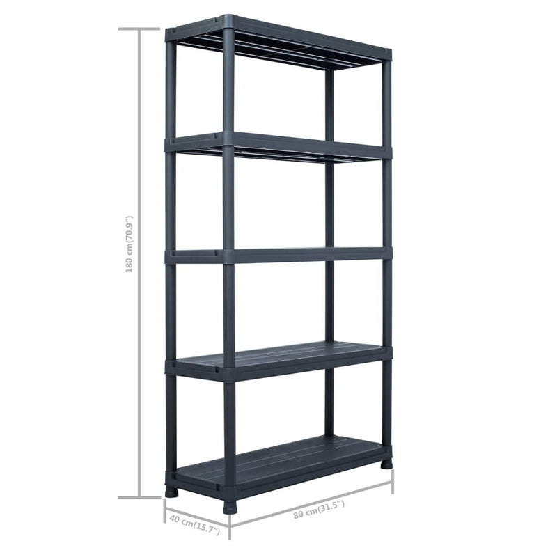 Storage Shelf Racks 2 pcs Black 250 kg 80x40x180 cm Plastic Payday Deals