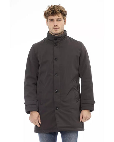 Stylish Long Jacket with Welt Pockets and Zip/Button Closure L Men Payday Deals