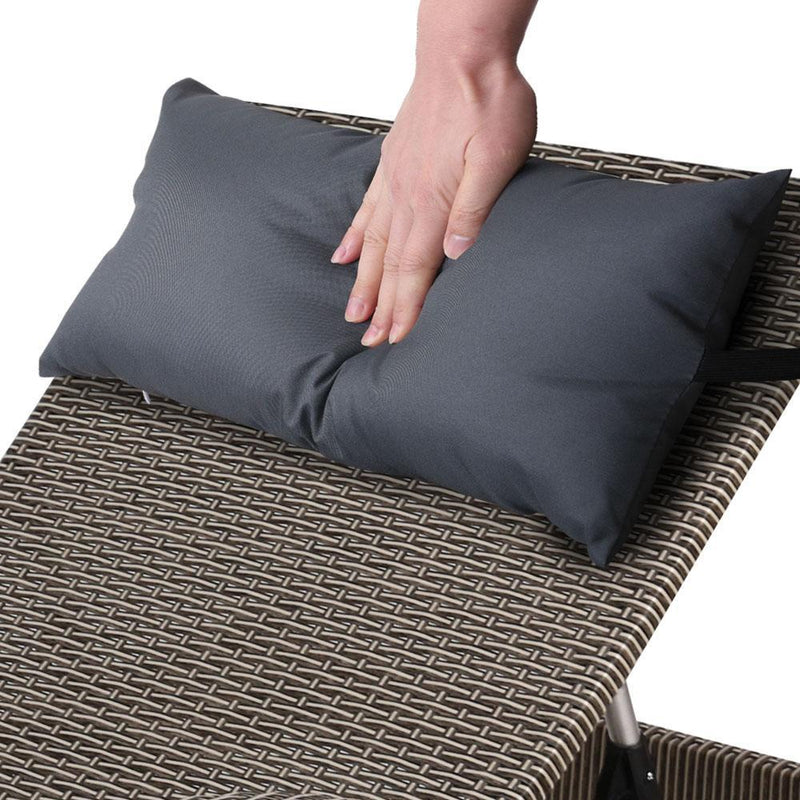 Gardeon Sun Lounge Setting Grey Wicker Day Bed Outdoor Furniture Garden Patio Payday Deals