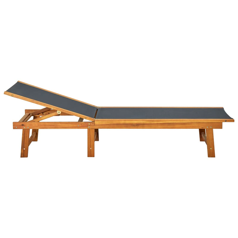 Sun Lounger Solid Acacia Wood and Textilene Payday Deals