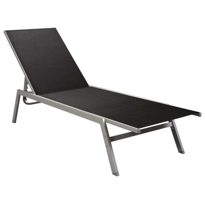 Sun Lounger Steel and Textilene Black Payday Deals